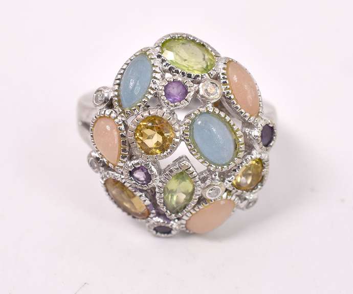 Multi Gemstone Ring in Sterling Silver