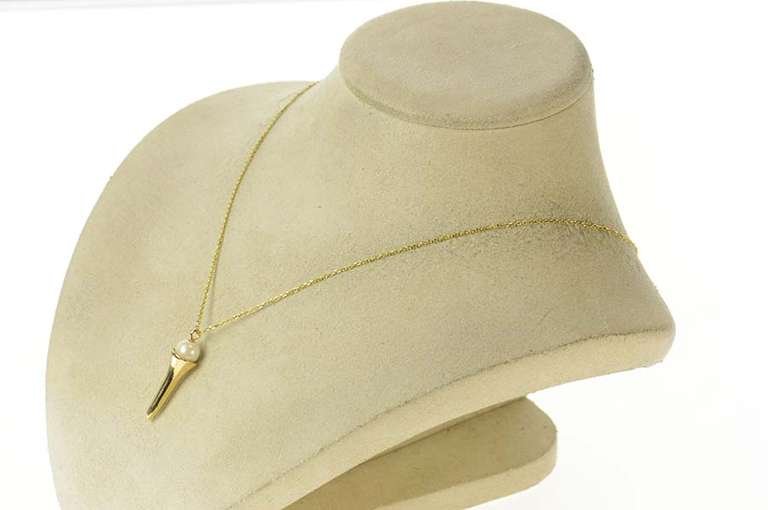 14K Yellow Gold Pearl Accented Golf Tee Golfer 3D Charm/Pendant