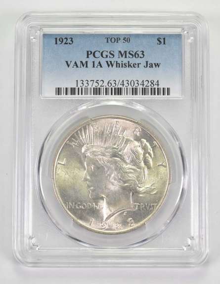 MS63 1923 Peace Silver Dollar - VAM 1A - Whisker Jaw - Top 50 - PCGS