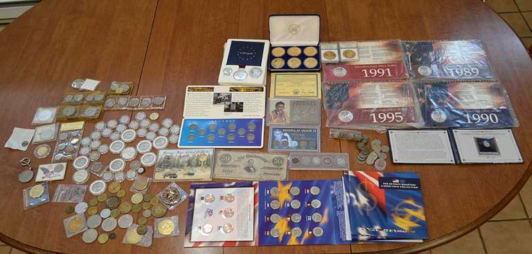 Lot Of Various Coins/Displays/Token/Medal Lot. Contains No Gold.