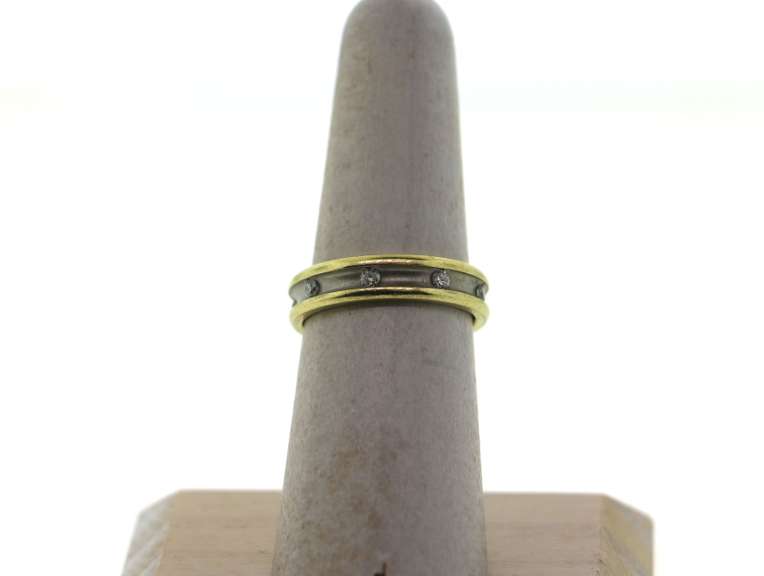 14k White and Yellow Gold Diamond Eternity Band Ring