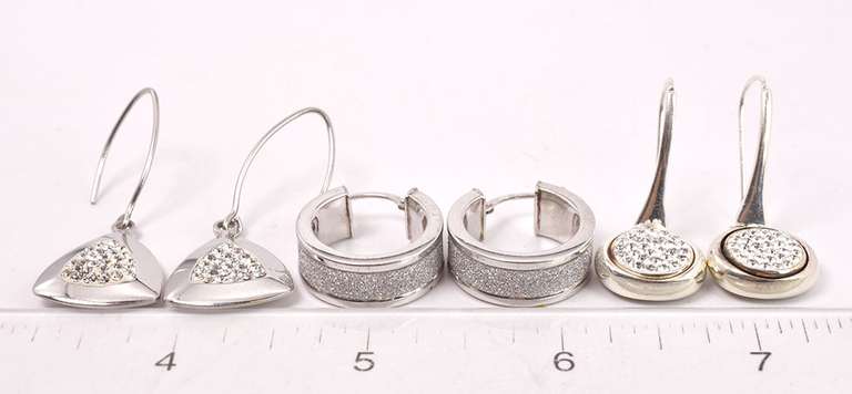 Collection of Crystalized Earrings in Sterling Silver