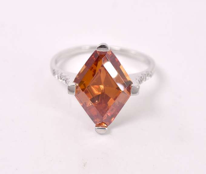 Orange Gemstone Ring in Sterling Silver