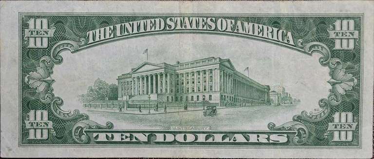 Series 1934A $10 Federal Reserve Note, Circulated.