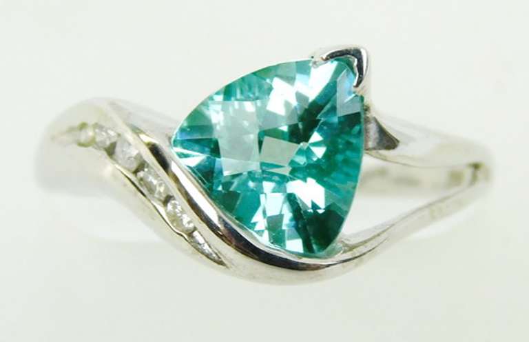 Stellar 14K Teal Aquamarine & Diamonds Ring, 9