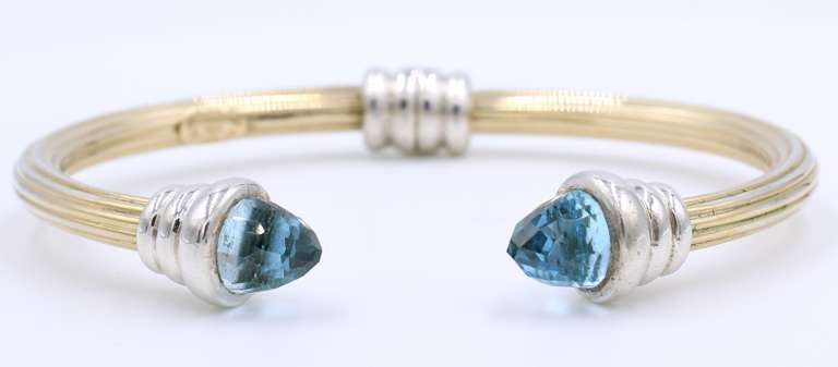 Lovely Blue Topaz Cuff Bracelet in 14kt and Silver