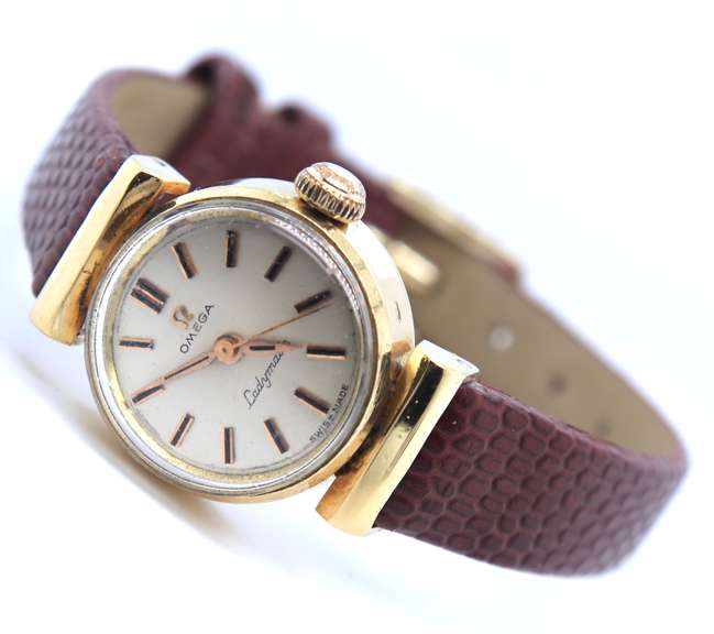 Vintage Omega Ladymatic 18kt Browm Leather Strap Watch