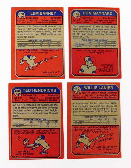 4 Topps 1973 Football Cards