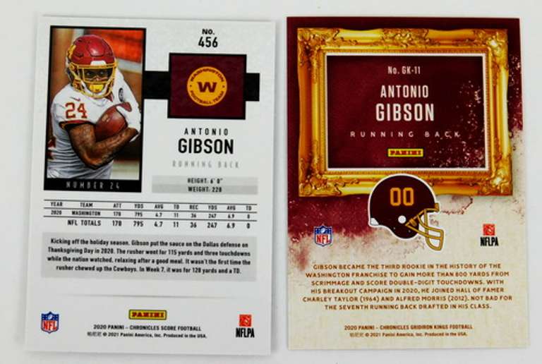 2 Antonio Gibson 2020 Panini Rookie Football Cards