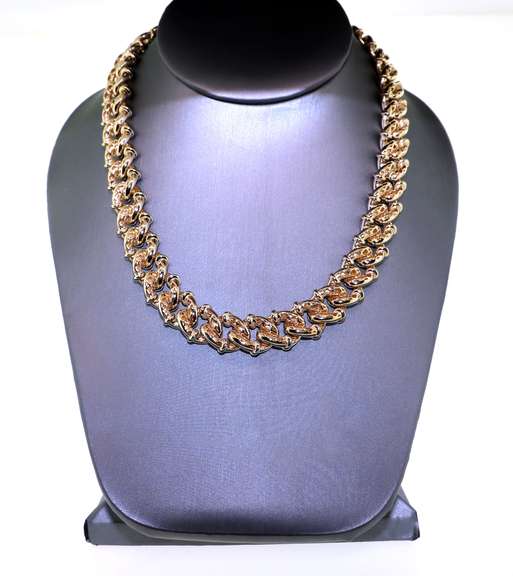 Thick Oriental Theme Set 14k Gold Handmade Necklace and Bracelet