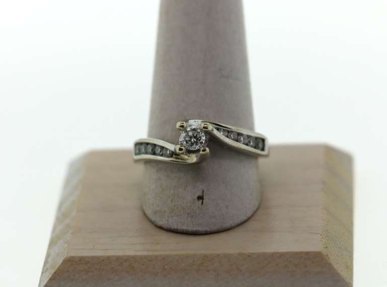 Gorgeous 14k White Gold Cushion Diamond Ring with Channel Set Diamonds