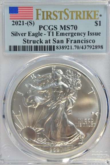 Flawless 2021(S) Emergency Issue $1 Eagle. PCGS MS70 FS