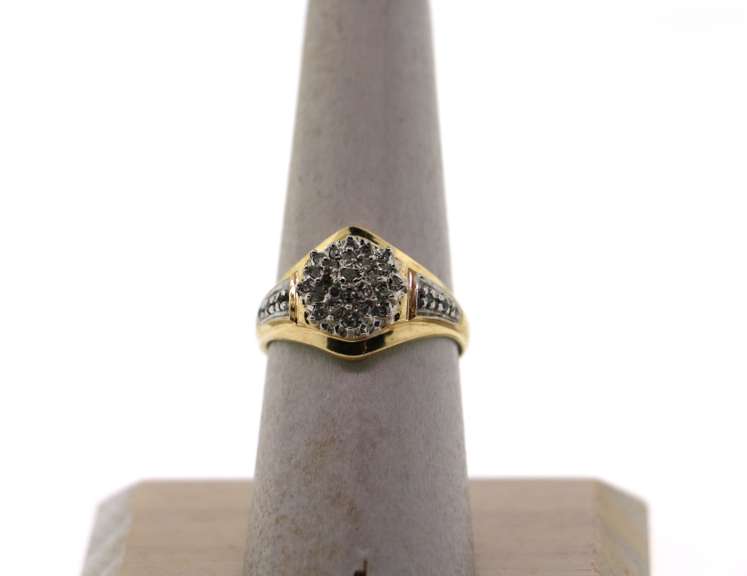 Blooming Cluster Diamond Ring with 14k Gold Band and Channel Set Diamonds