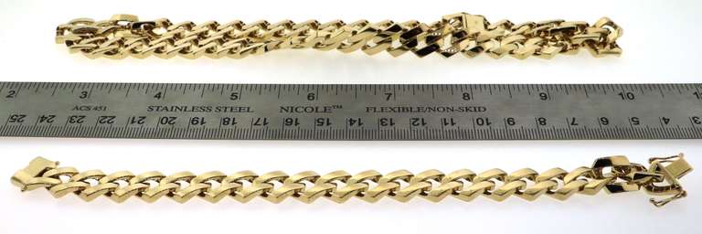 Set of Handmade Italian 14k Gold Contemporary Bracelet and Necklace