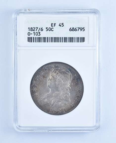 EF45 1927/6 Capped Bust Half Dollar - O-103 R4 - Graded ANACS
