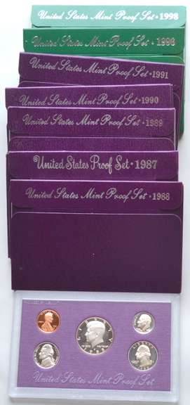 Proof Set Lot 1987-1991 1996 & 1998