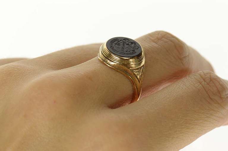 10K Yellow Gold 1954 University of North Carolina Black Onyx Ring