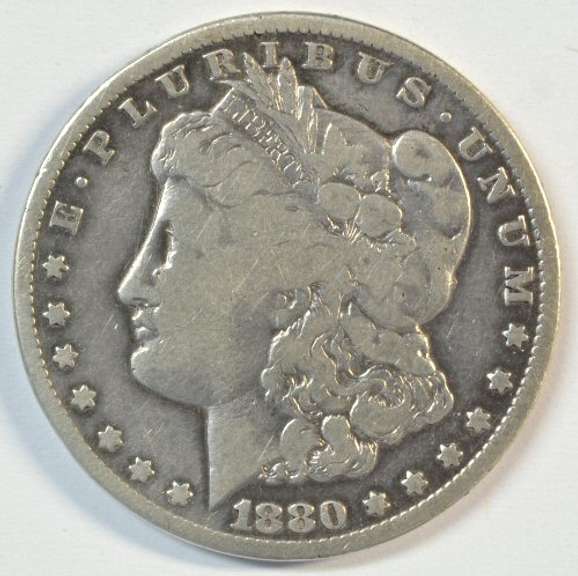 Very scarce 1880-CC Morgan Silver Dollar. Key date