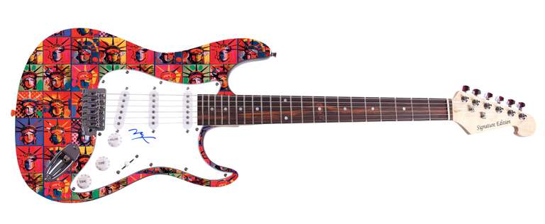 Peter Max Autographed Signed Photo Guitar Graphics NYC Statue Liberty Art ACOA