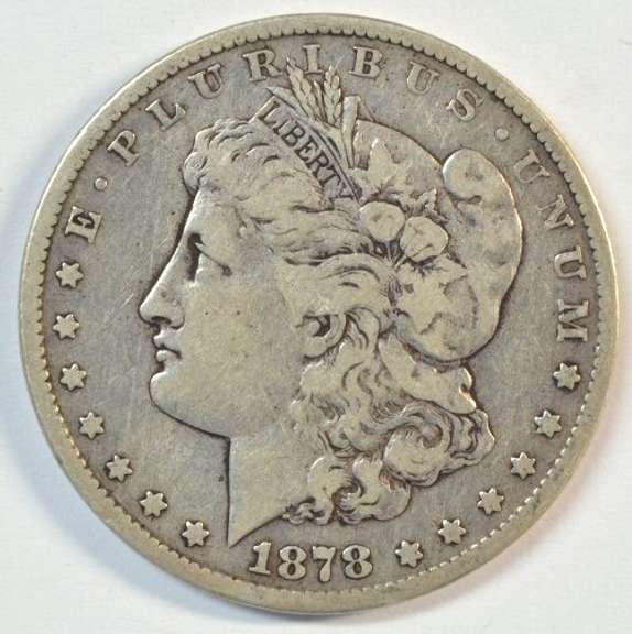 Key date 1878-CC Morgan Silver Dollar. First-year issue