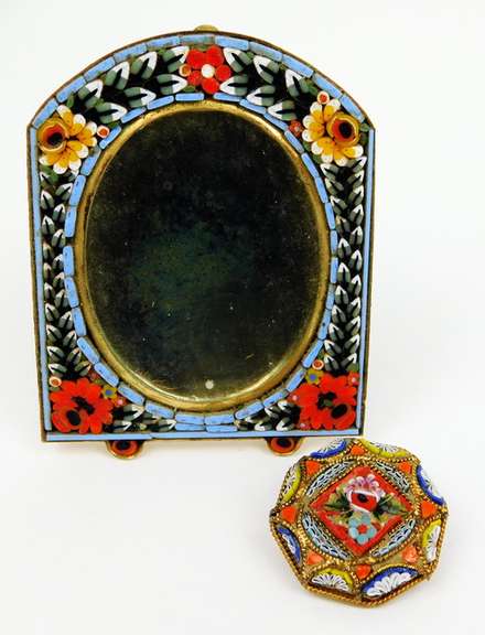 Vintage Italian Micro Mosaic Frame & Pin