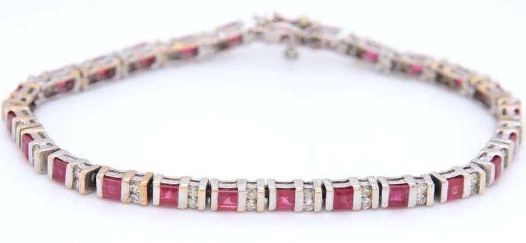 Sparkling Ruby and Diamond White Gold Bracelet