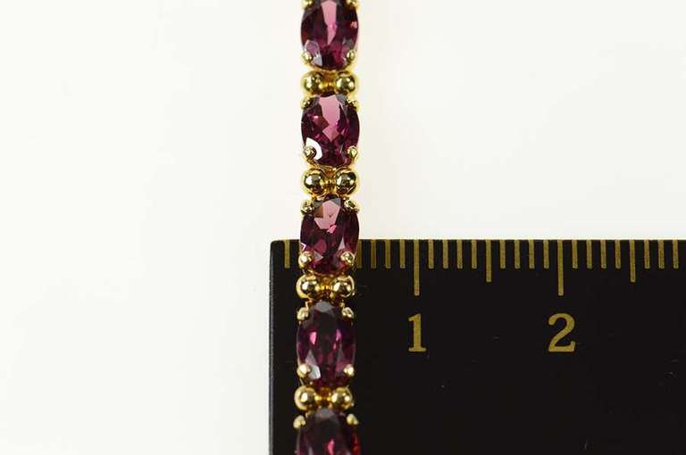 14K Yellow Gold Oval Rhodolite Garnet Classic Statement Bracelet