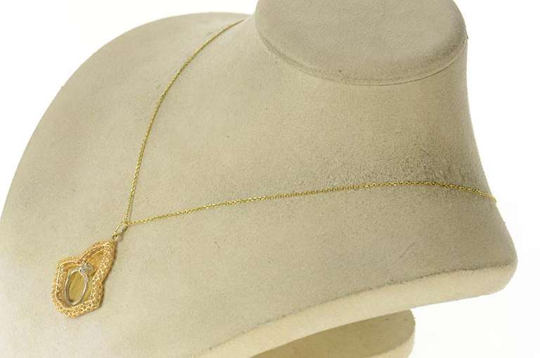 14K Yellow Gold 1960's Ornate Engagement Ring Filigree Charm/Pendant