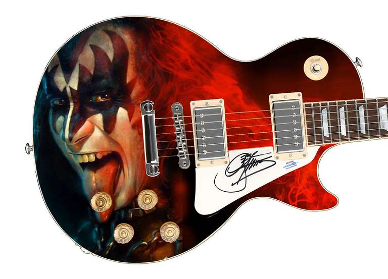 Gene Simmons Music Hard Rock KISS Autographed Signed Photo Graphics Guitar ACOA