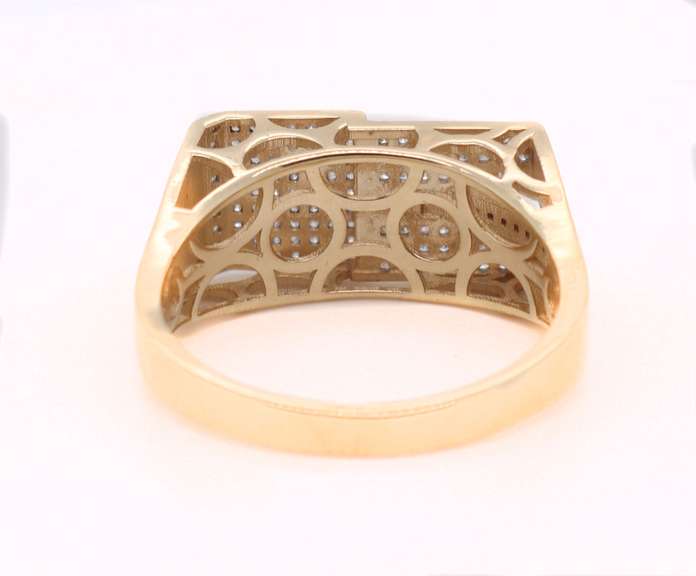 Sleek Men's Pave Diamond Ring In Gold