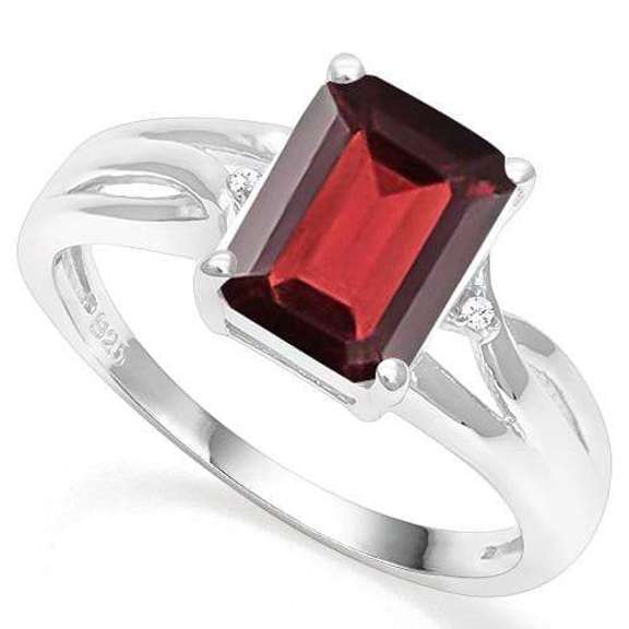 2.80 CT GARNET & DIAMOND 925 STERLING SILVER RING