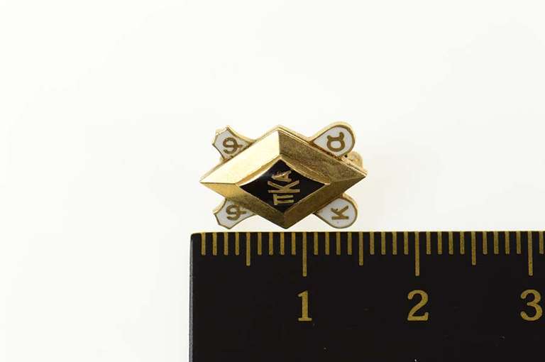 10K Yellow Gold Phi Kappa Alpha Art Deco Enamel Lapel Pin/Brooch
