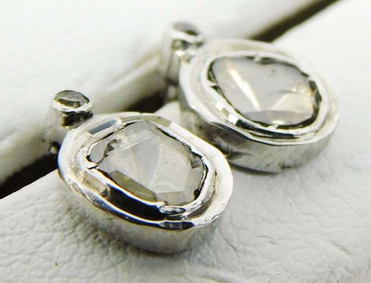 Glistening 10K Mine Cut Champagne Diamond Earrings