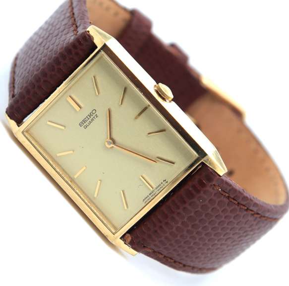 Seiko Rectangular Champagne Dial Quartz Watch