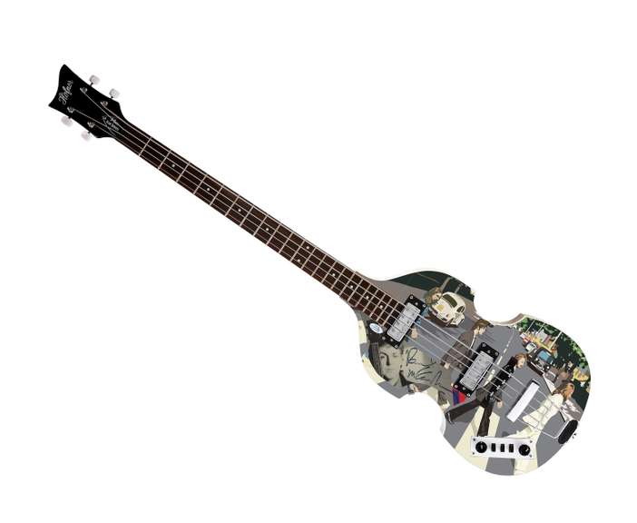 Paul McCartney Beatles Autographed Hofner Bass Photo Graphics Guitar ACOA