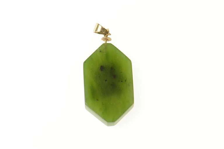 14K Yellow Gold Nephrite Chinese Love Character Symbol Pendant