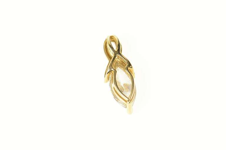14K Yellow Gold Marquise Cubic Zirconia Solitaire Twist Pendant