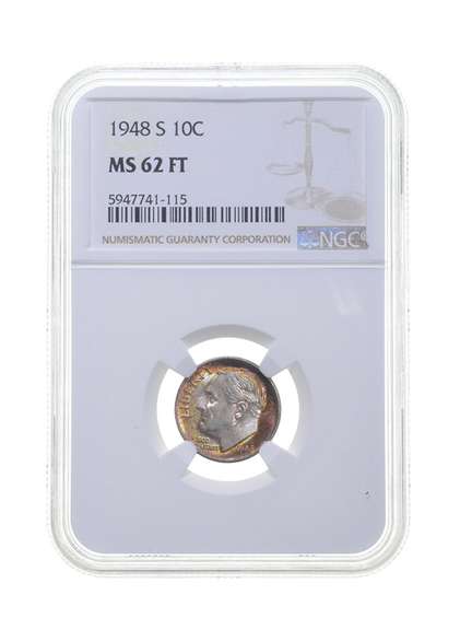 MS62 FT 1948-S Roosevelt Dime - Graded NGC