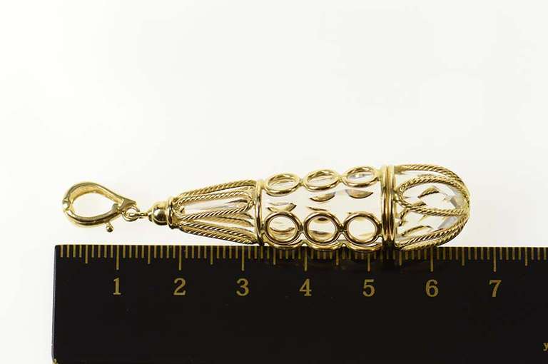 14K Yellow Gold Ornate Geometric Filigree CZ Drop Statement Pendant