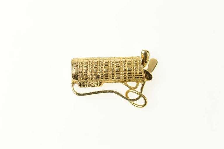 14K Yellow Gold 3D Articulated Golf Club Bag Golfer Charm/Pendant