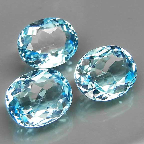 Matched! 3 piece 14.30ct full fire sky blue Topaz set