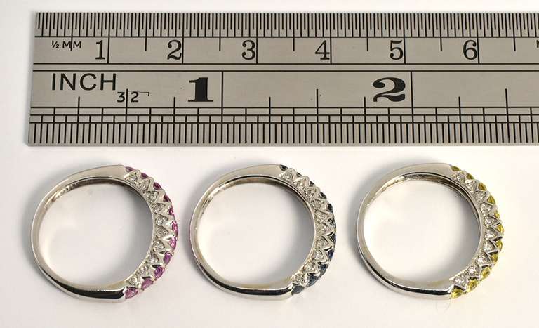 3 Colors of Sapphires Stacking Bands