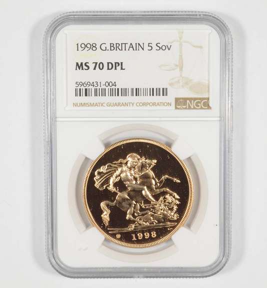 MS70 DPL 1998 Great Britain 5 Sovereign - Graded NGC