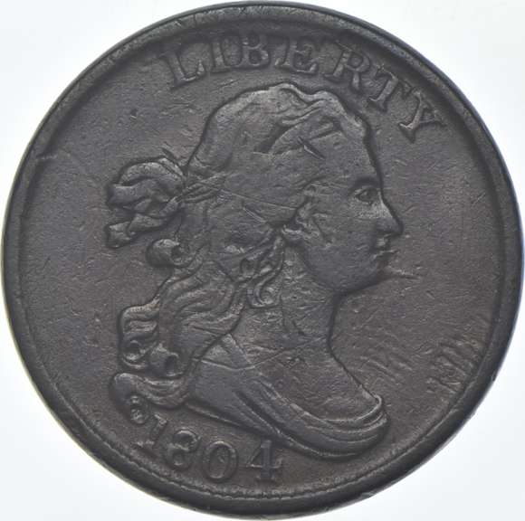 1804 Draped Bust Half Cent - Spike Chin - CUD OBV