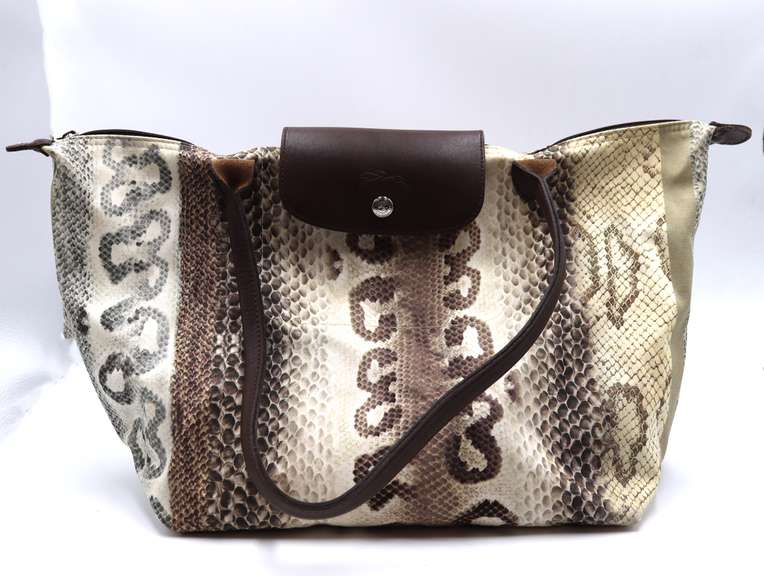 Longchamp Le Pilage Python Print Shoulder Bag