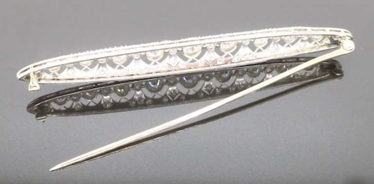 Intricate Vintage Platinum 4.85CTW Diamond Brooch