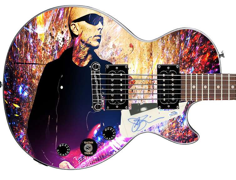 Joe Satriani Autographed Gibson Epiphone Les Paul Photo Graphics Guitar ACOA