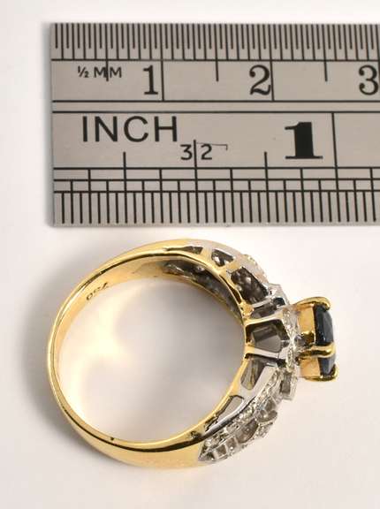 Modern 18k Filigree Sapphire Ring