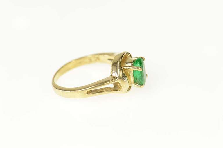 14K Yellow Gold 0.60 Ct Oval Natural Emerald Engagement Ring