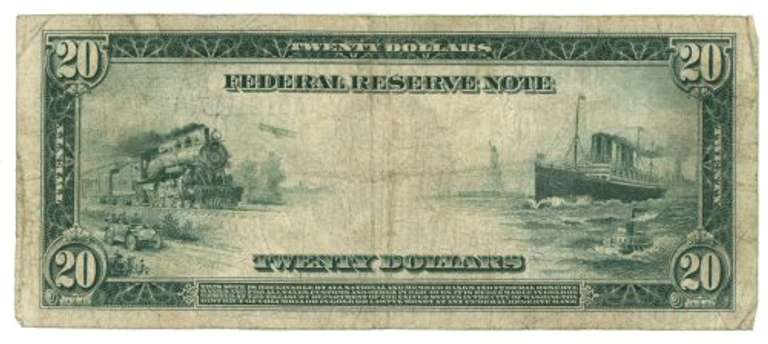 Scarce 1914 Series Large Size $20 Federal Reserve Note (1-A)
